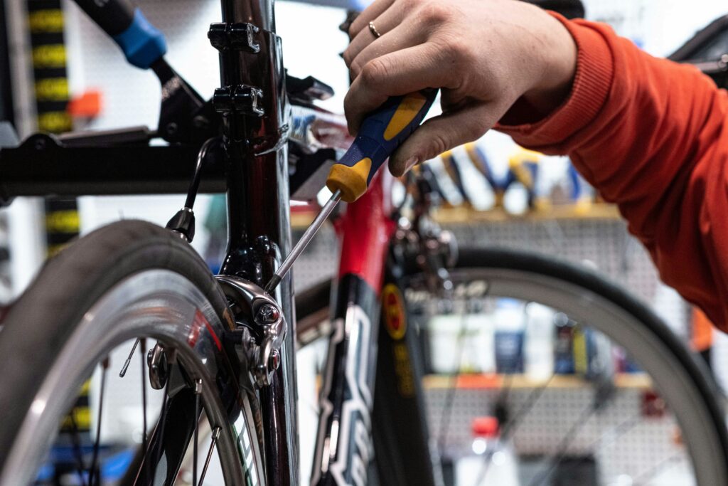 Someone is getting a bike ready for summer